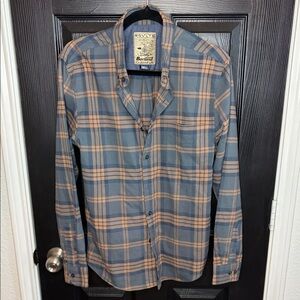 RSVLTS Plaid Button Down Shirt in Blue and Tan